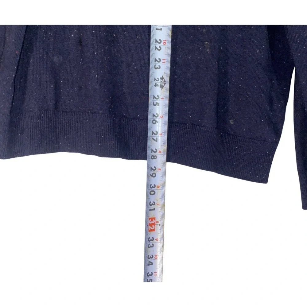 Alan Flusser‎ Mens Navy Blue Cotton Cashmere Donegal Fleck Quarter Zip Sweater M